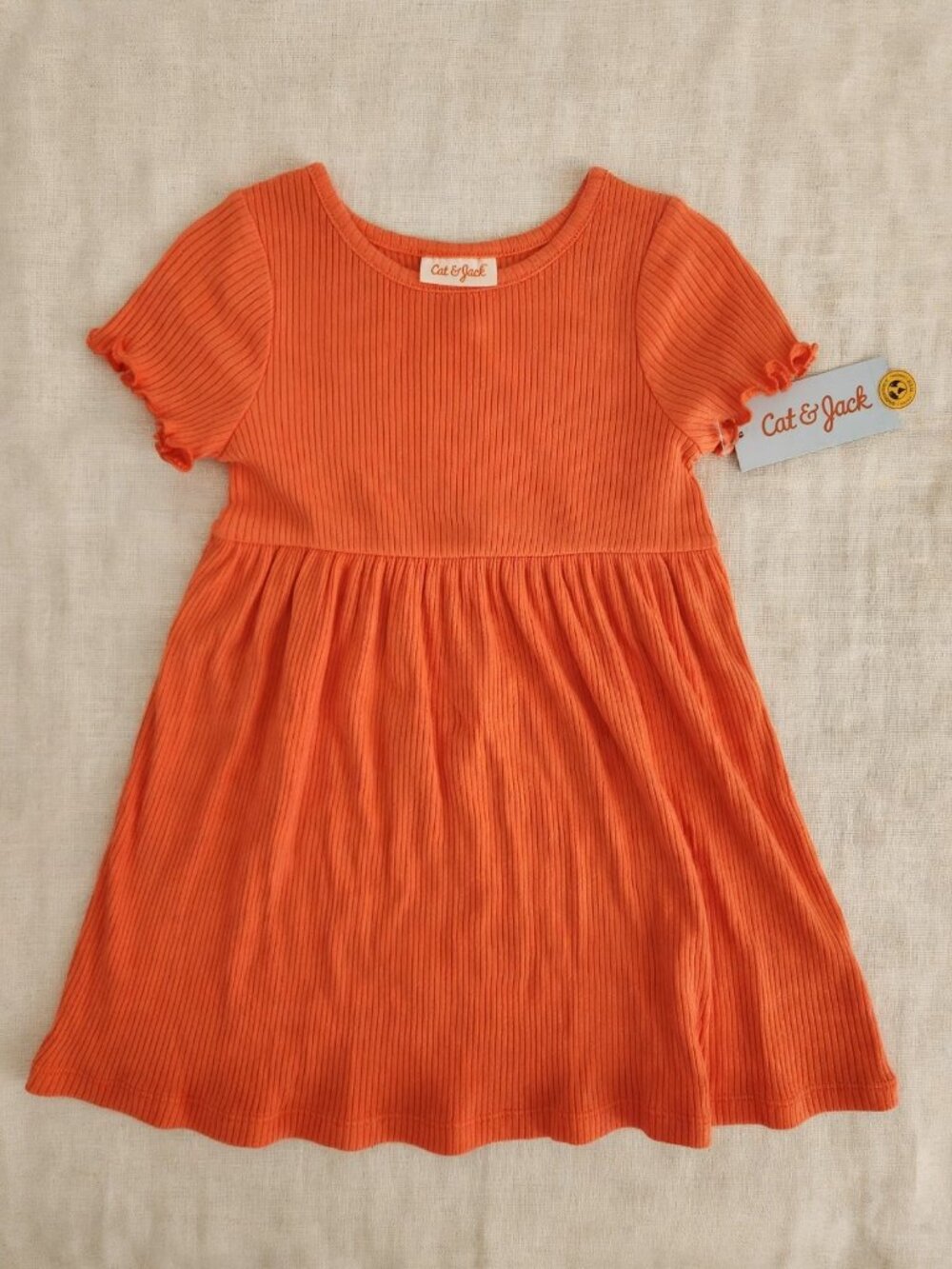 Cat & Jack 3T Orange Ribbed Dress NWT - Toddler Girl Summer Dress